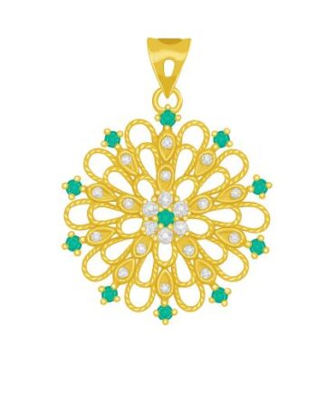 Womens Oval Flower Gold Pendant