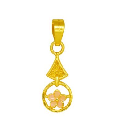 Womens Circle Flower Gold Pendant