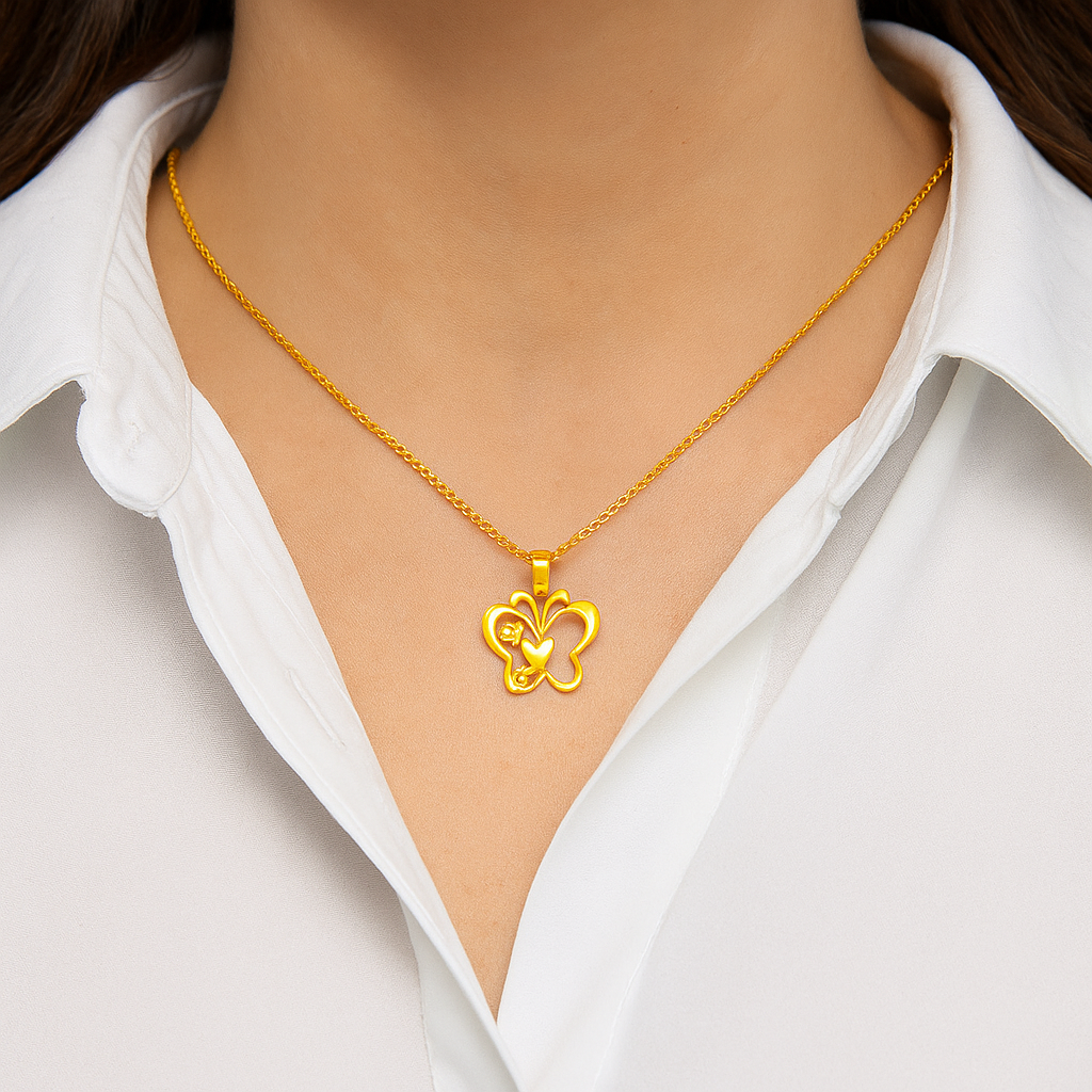 Womens Butterfly Gold Pendant - Image 2