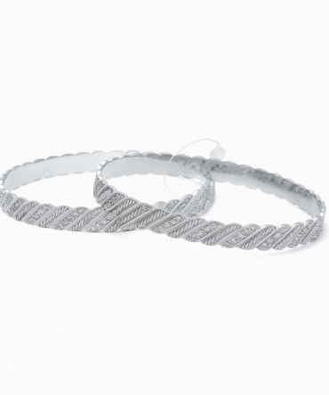 Twisted Shine Silver Bangles