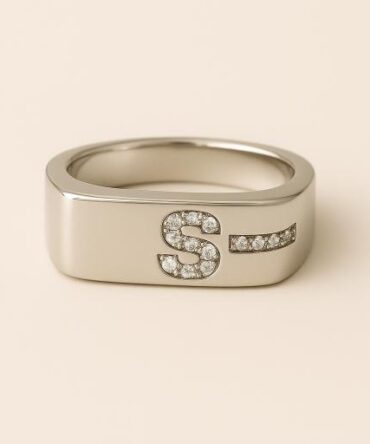 S Initial Silver Ring