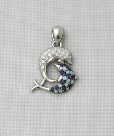 Twin Dolphins Sparkle Pendant