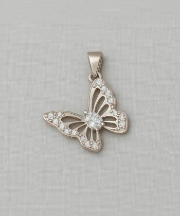 Rose Gold Crystal Butterfly Pendant