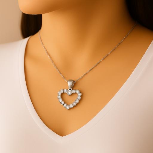 Crystal Heart Outline Pendant - Image 2