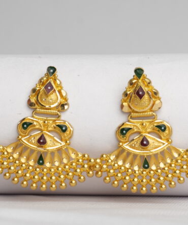 Red & Green Stone Gold Jhumka