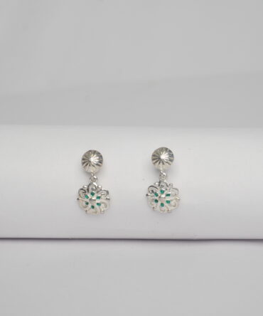 Green Petal Drop Earrings