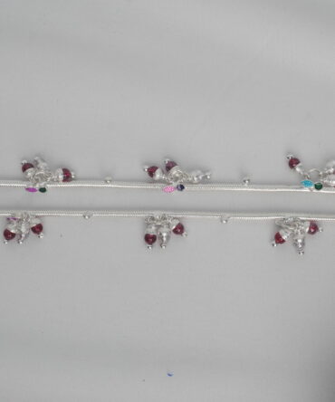 Stone Drop Silver Anklet